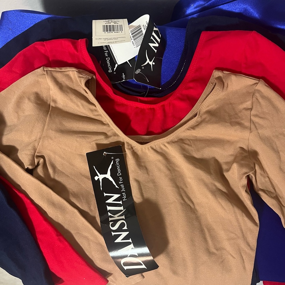 Danskin Tan Fitted 3/4 Sleeve Bodysuit